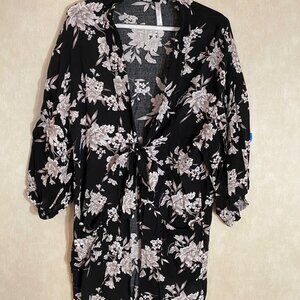 Spiritual Gangsta With Tie Front OS Black & White floral pattern